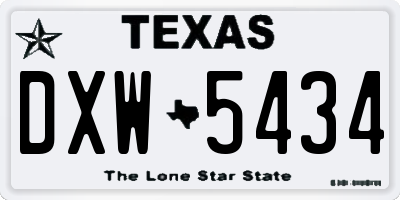 TX license plate DXW5434
