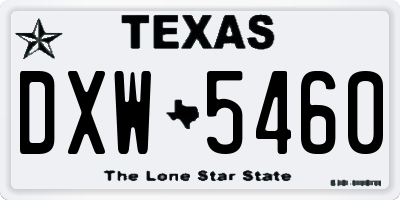 TX license plate DXW5460