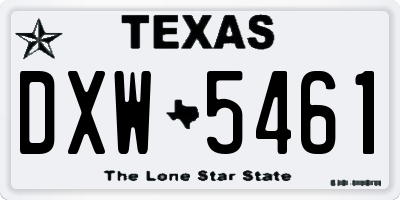 TX license plate DXW5461