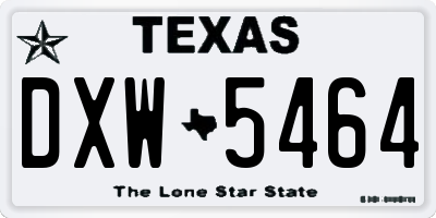 TX license plate DXW5464
