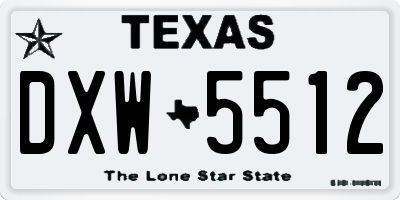 TX license plate DXW5512