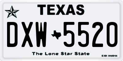 TX license plate DXW5520