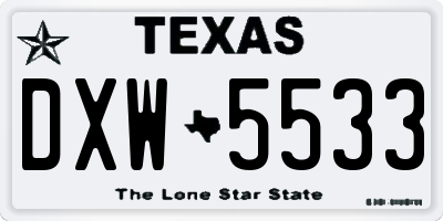 TX license plate DXW5533