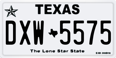 TX license plate DXW5575