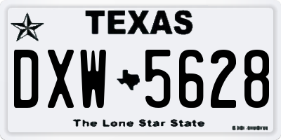 TX license plate DXW5628