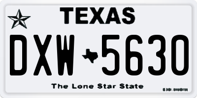 TX license plate DXW5630