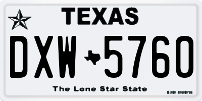 TX license plate DXW5760