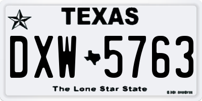 TX license plate DXW5763