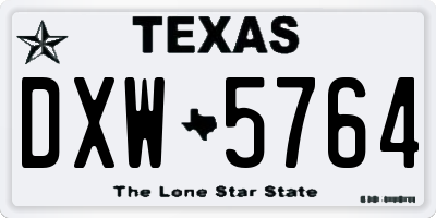TX license plate DXW5764