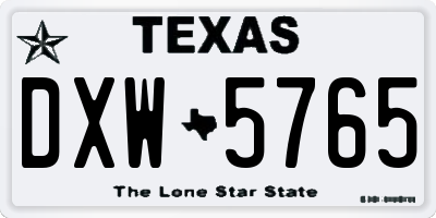 TX license plate DXW5765