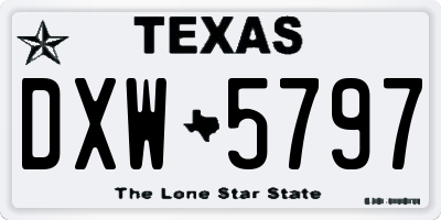 TX license plate DXW5797