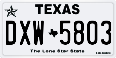 TX license plate DXW5803