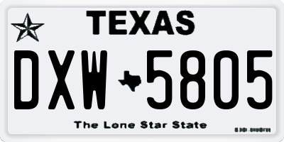 TX license plate DXW5805