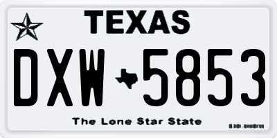 TX license plate DXW5853