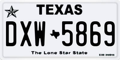 TX license plate DXW5869