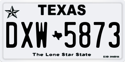 TX license plate DXW5873