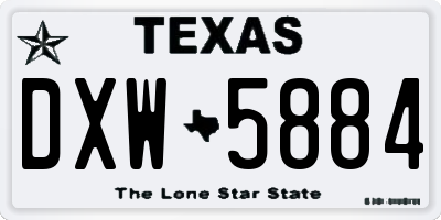 TX license plate DXW5884