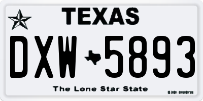 TX license plate DXW5893