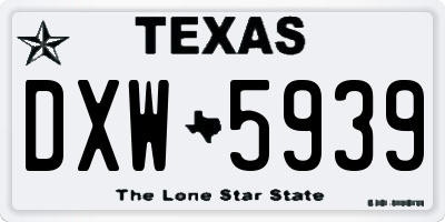 TX license plate DXW5939