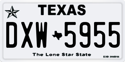 TX license plate DXW5955