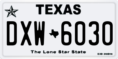 TX license plate DXW6030