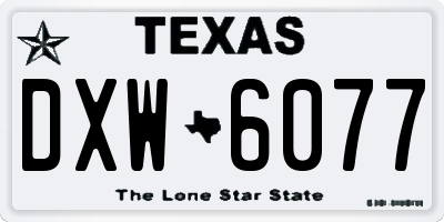 TX license plate DXW6077