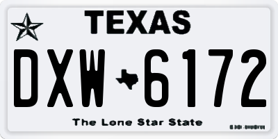 TX license plate DXW6172