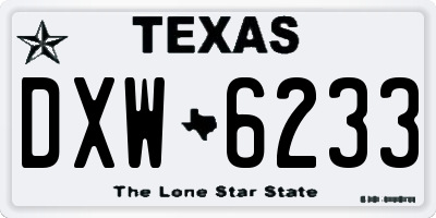 TX license plate DXW6233