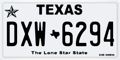 TX license plate DXW6294