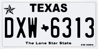 TX license plate DXW6313