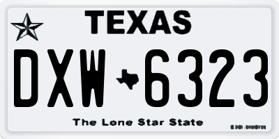 TX license plate DXW6323