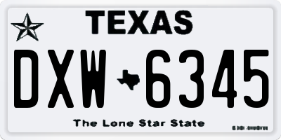 TX license plate DXW6345