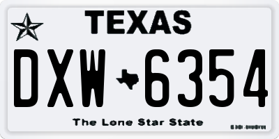 TX license plate DXW6354
