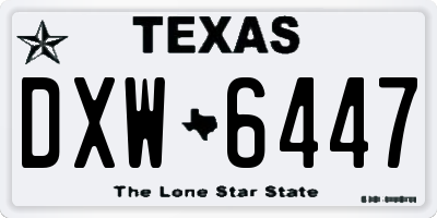 TX license plate DXW6447