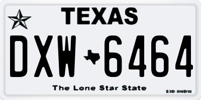 TX license plate DXW6464