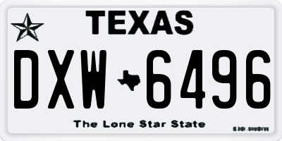 TX license plate DXW6496