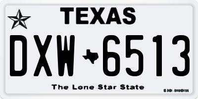 TX license plate DXW6513