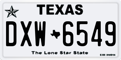 TX license plate DXW6549