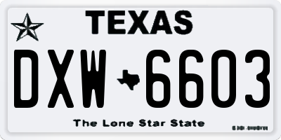 TX license plate DXW6603