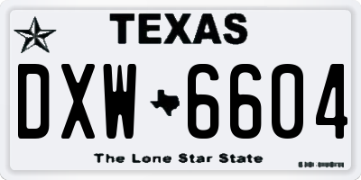 TX license plate DXW6604