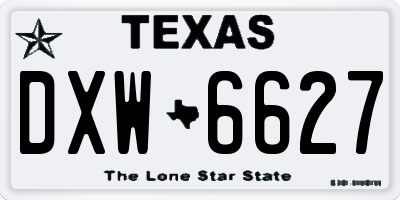 TX license plate DXW6627
