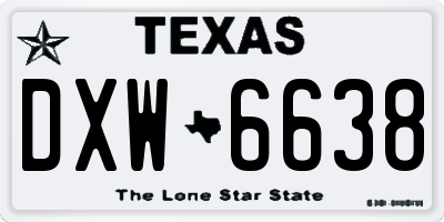 TX license plate DXW6638