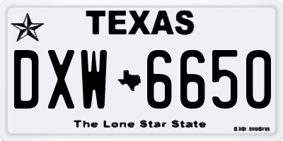 TX license plate DXW6650
