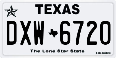 TX license plate DXW6720