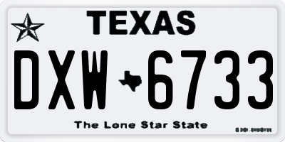 TX license plate DXW6733