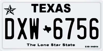 TX license plate DXW6756