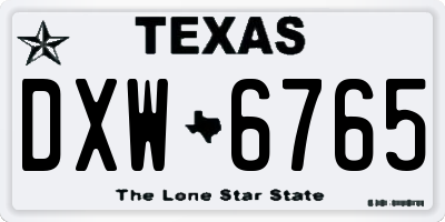 TX license plate DXW6765