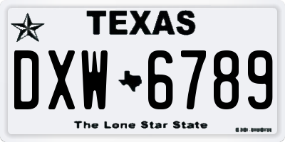 TX license plate DXW6789