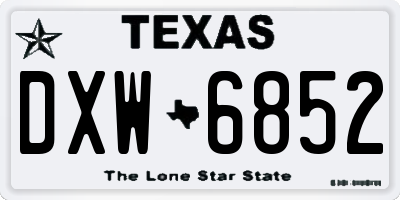 TX license plate DXW6852