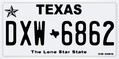 TX license plate DXW6862